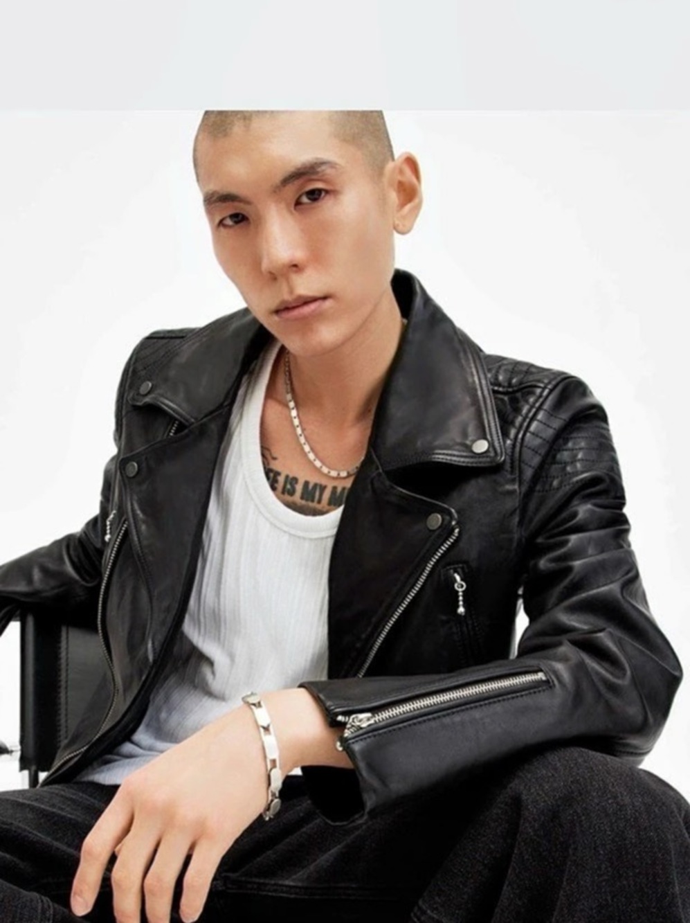 AllSaints Warm Silver Link Bracelet; unisex
